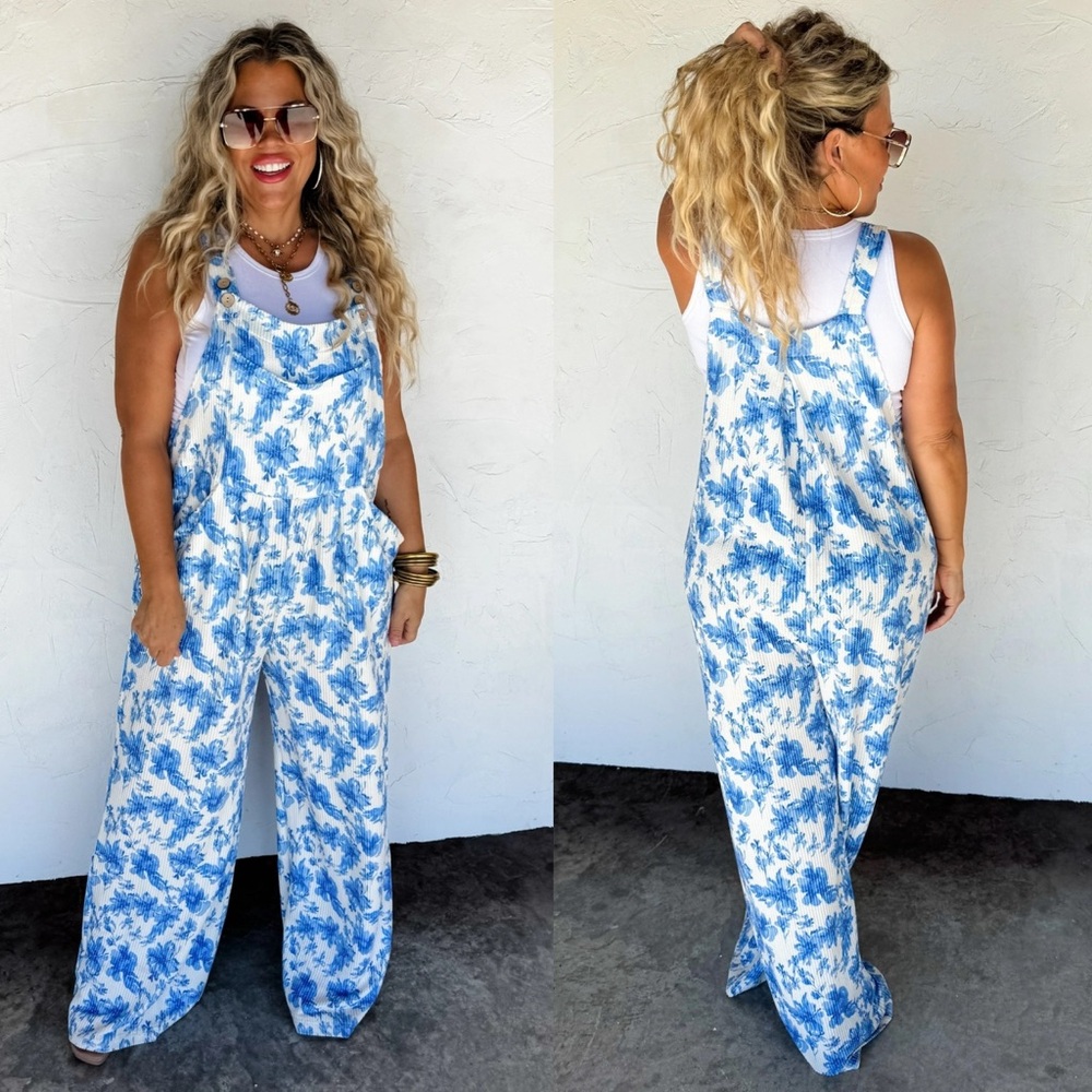 Hawaiian Print Adjustable Overalls